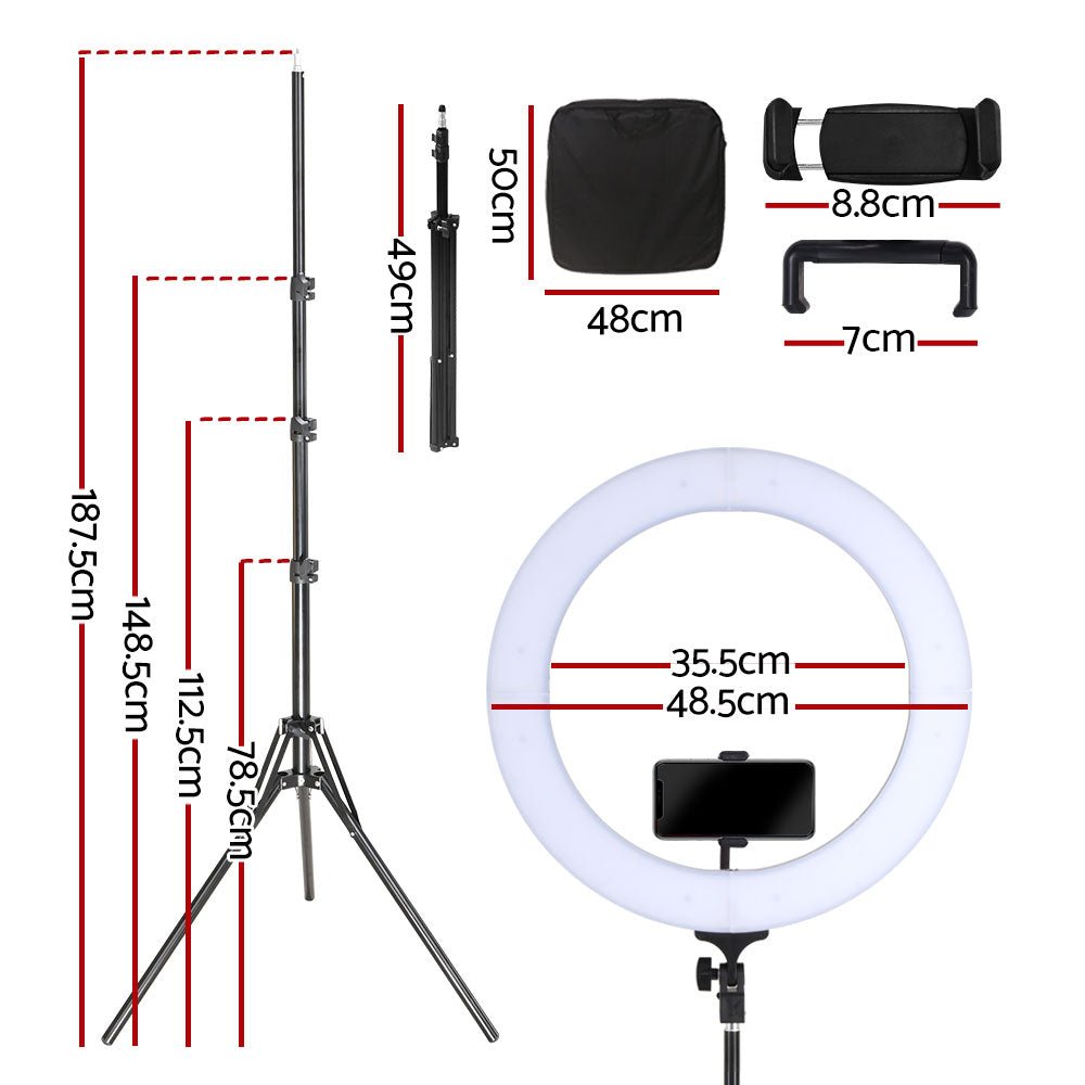 Ring Light 19" LED 5800LM Black Dimmable Diva With Stand Make Up Studio Video - Audio & Video > Photography - Rivercity House & Home Co. (ABN 18 642 972 209) - Affordable Modern Furniture Australia