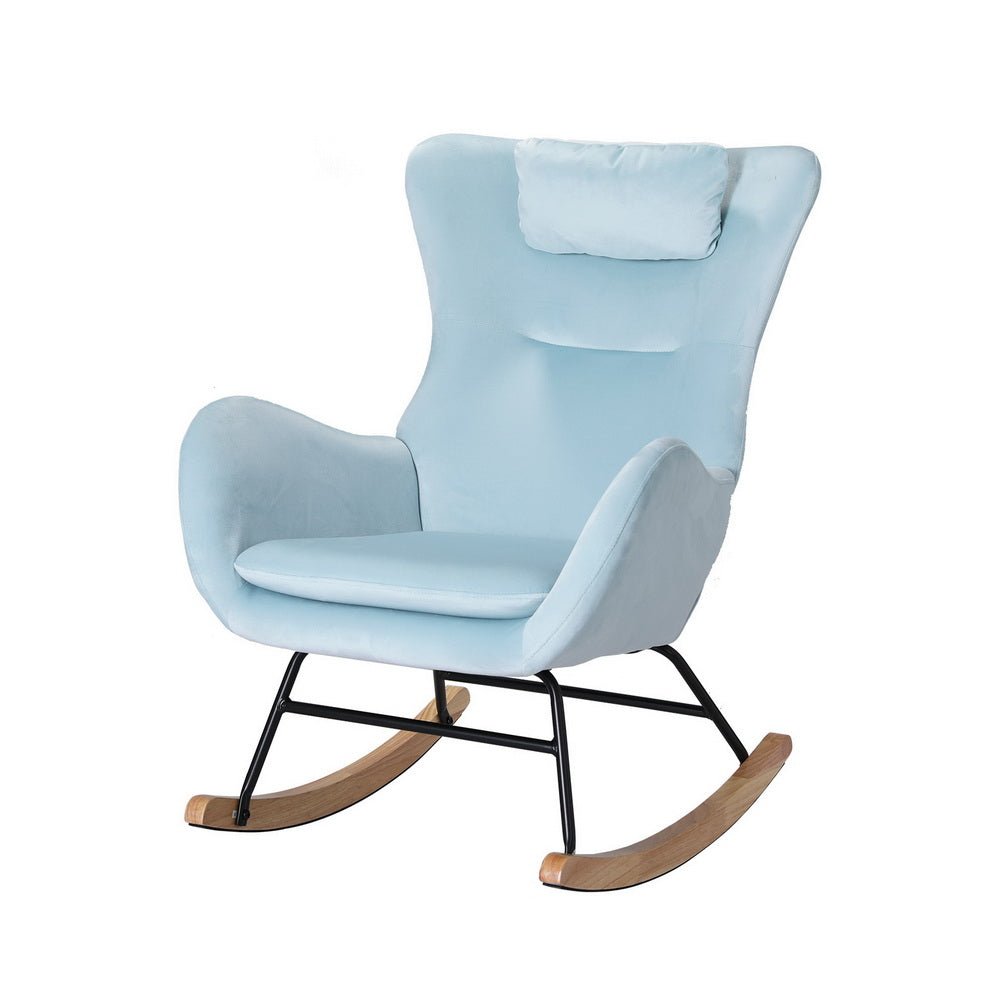 Rocking Chair Velvet Armchair Feeding Chair Blue - Furniture > Bar Stools & Chairs - Rivercity House & Home Co. (ABN 18 642 972 209) - Affordable Modern Furniture Australia
