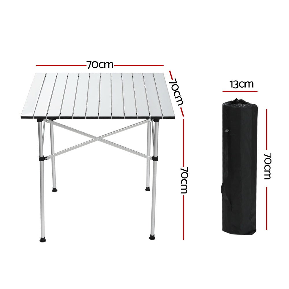 Roll Up Camping Table Foldable Portable Picnic Garden BBQ Desk 70CM - Outdoor > Camping - Rivercity House & Home Co. (ABN 18 642 972 209) - Affordable Modern Furniture Australia