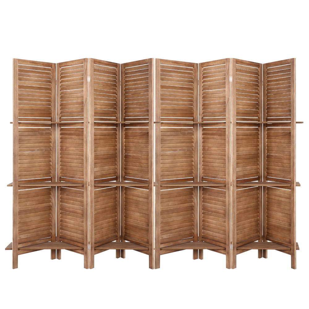 Room Divider Screen 8 Panel Privacy Dividers Shelf Wooden Timber Stand - Rivercity House & Home Co. (ABN 18 642 972 209) - Affordable Modern Furniture Australia