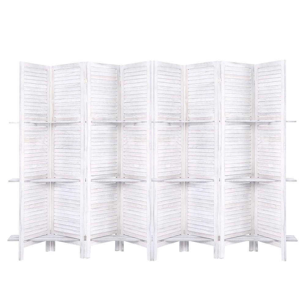Room Divider Screen 8 Panel Privacy Foldable Dividers Timber Stand Shelf - Rivercity House & Home Co. (ABN 18 642 972 209) - Affordable Modern Furniture Australia
