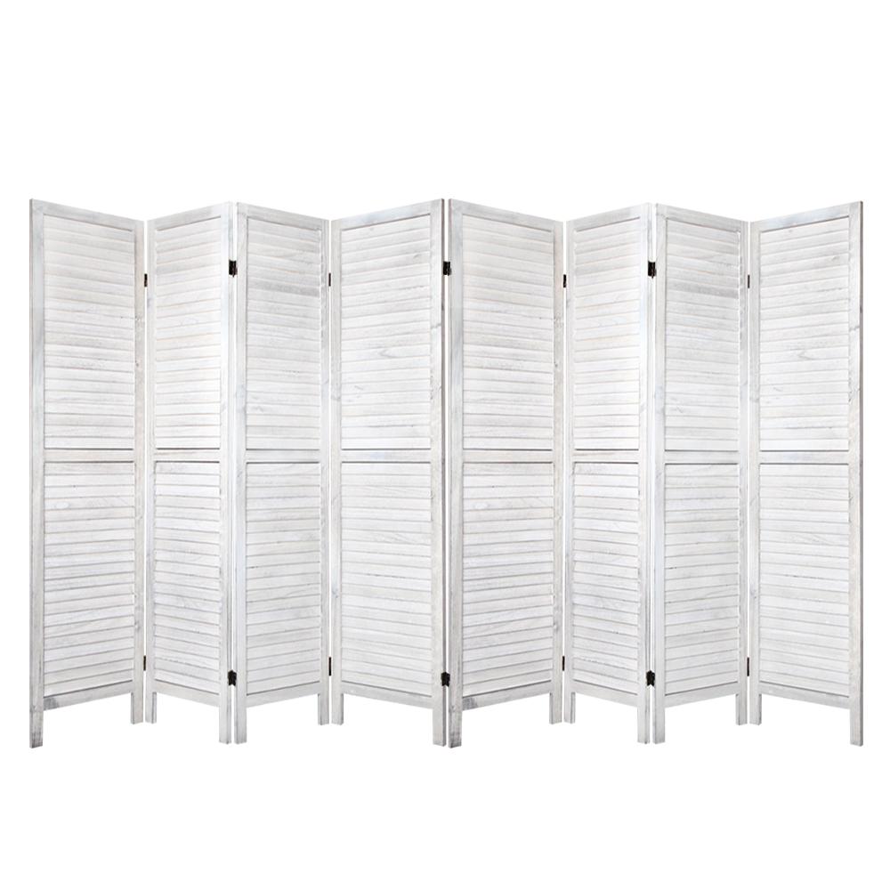 Room Divider Screen 8 Panel Privacy Wood Dividers Stand Bed Timber White - Rivercity House & Home Co. (ABN 18 642 972 209) - Affordable Modern Furniture Australia