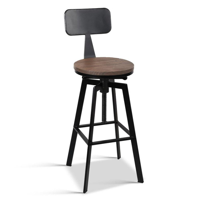 Rustic Industrial Style Metal Bar Stool - Black and Wood - Rivercity House & Home Co. (ABN 18 642 972 209) - Affordable Modern Furniture Australia