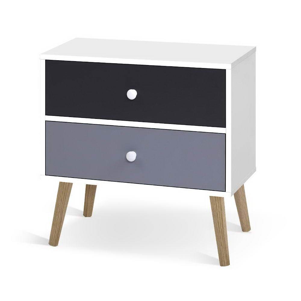 Scandinavian-inspired Bedside Table Black & White - Rivercity House & Home Co. (ABN 18 642 972 209) - Affordable Modern Furniture Australia