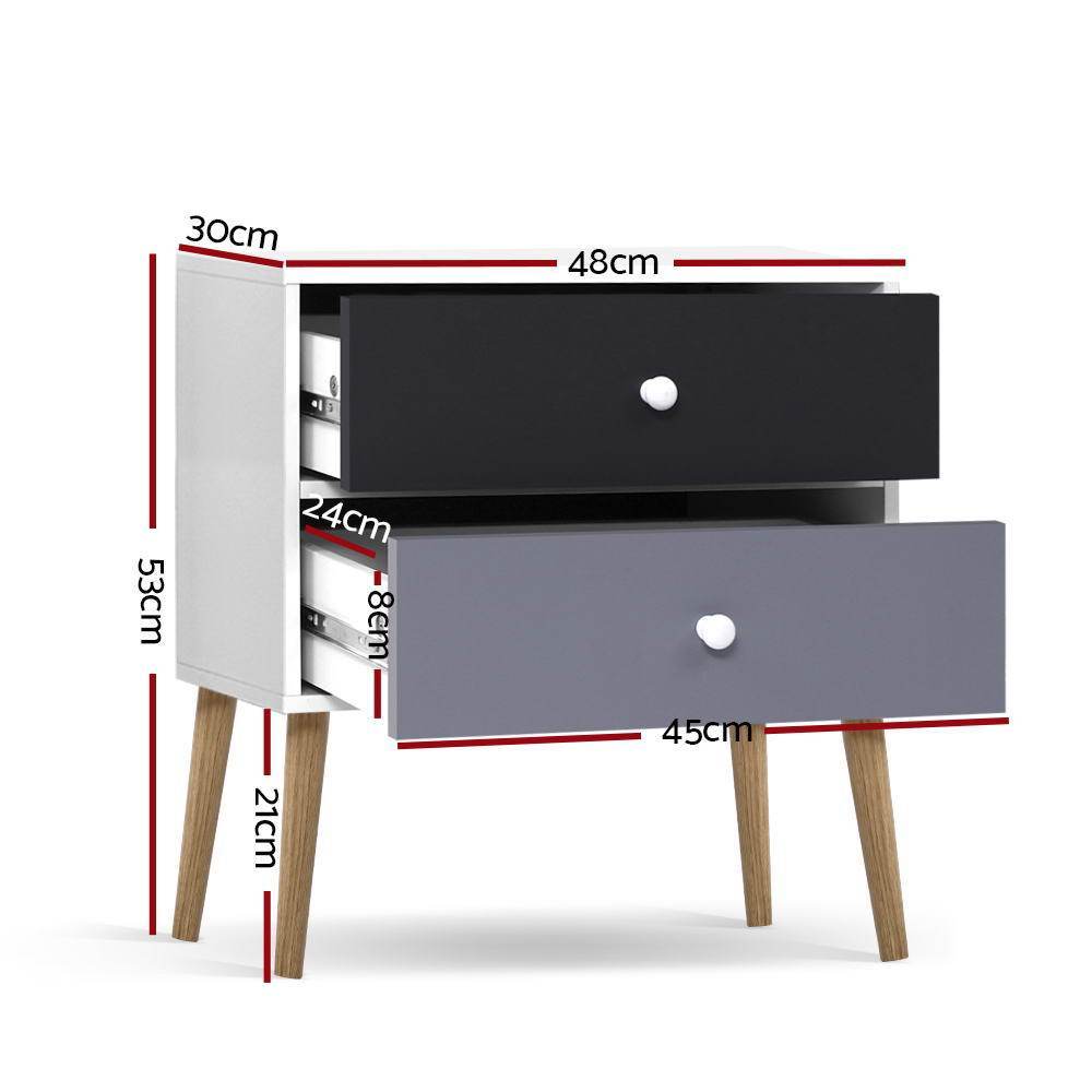 Scandinavian-inspired Bedside Table Black & White - Rivercity House & Home Co. (ABN 18 642 972 209) - Affordable Modern Furniture Australia