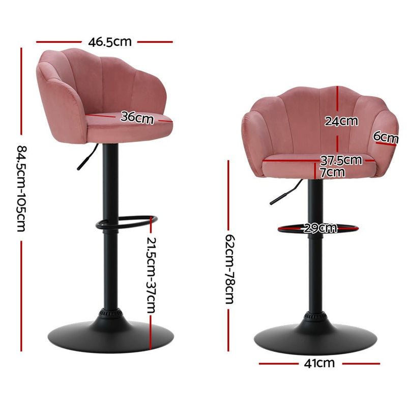 Set of 2 Clam Shell Style Bar Stools - Pink - Furniture > Bar Stools & Chairs - Rivercity House & Home Co. (ABN 18 642 972 209) - Affordable Modern Furniture Australia