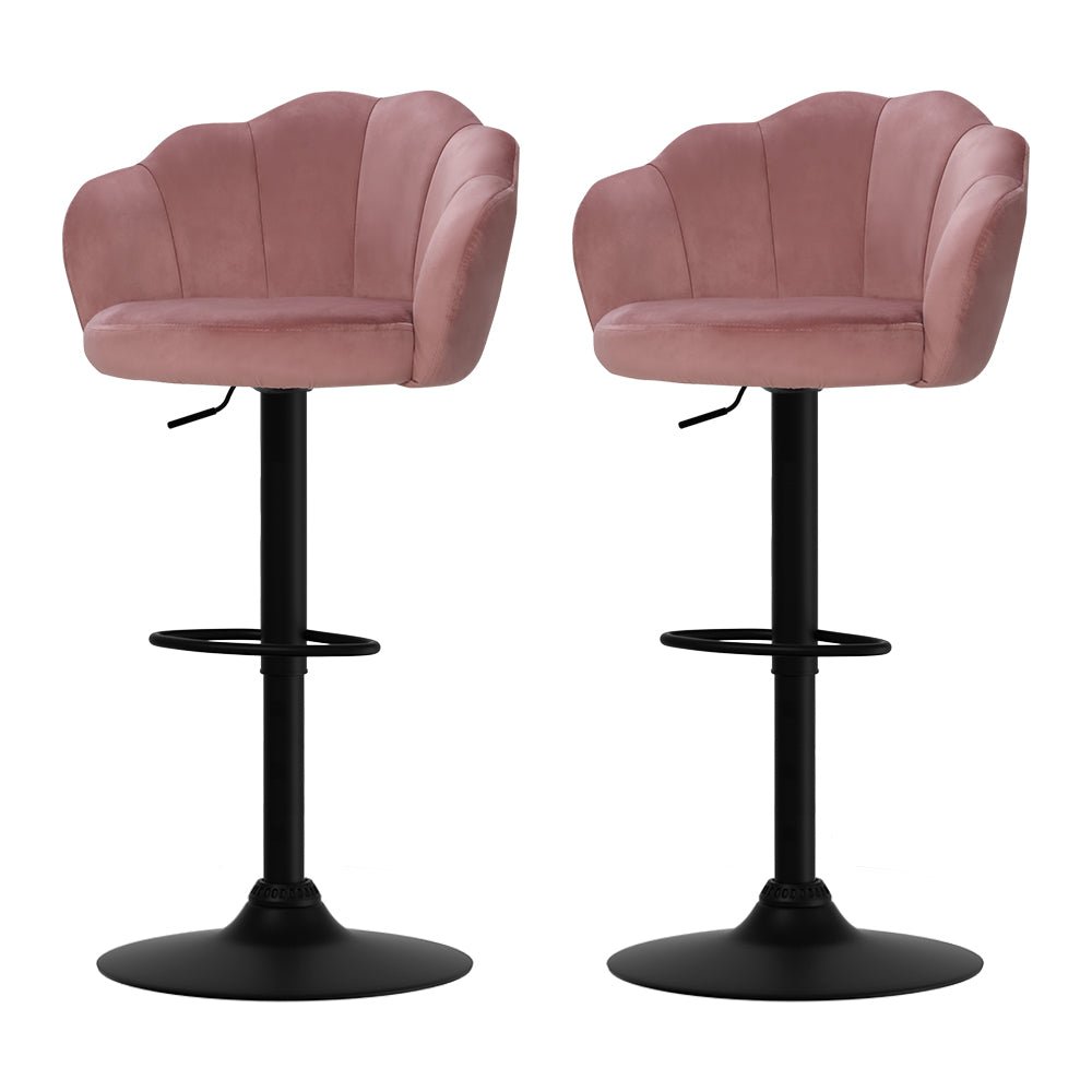 Set of 2 Clam Shell Style Bar Stools - Pink