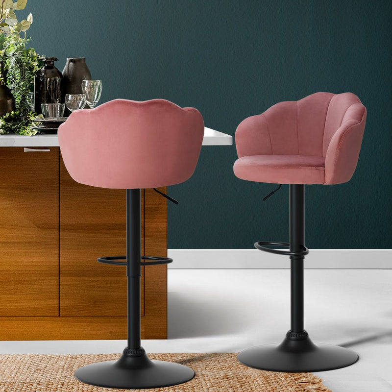 Set of 2 Clam Shell Style Bar Stools - Pink - Furniture > Bar Stools & Chairs - Rivercity House & Home Co. (ABN 18 642 972 209) - Affordable Modern Furniture Australia