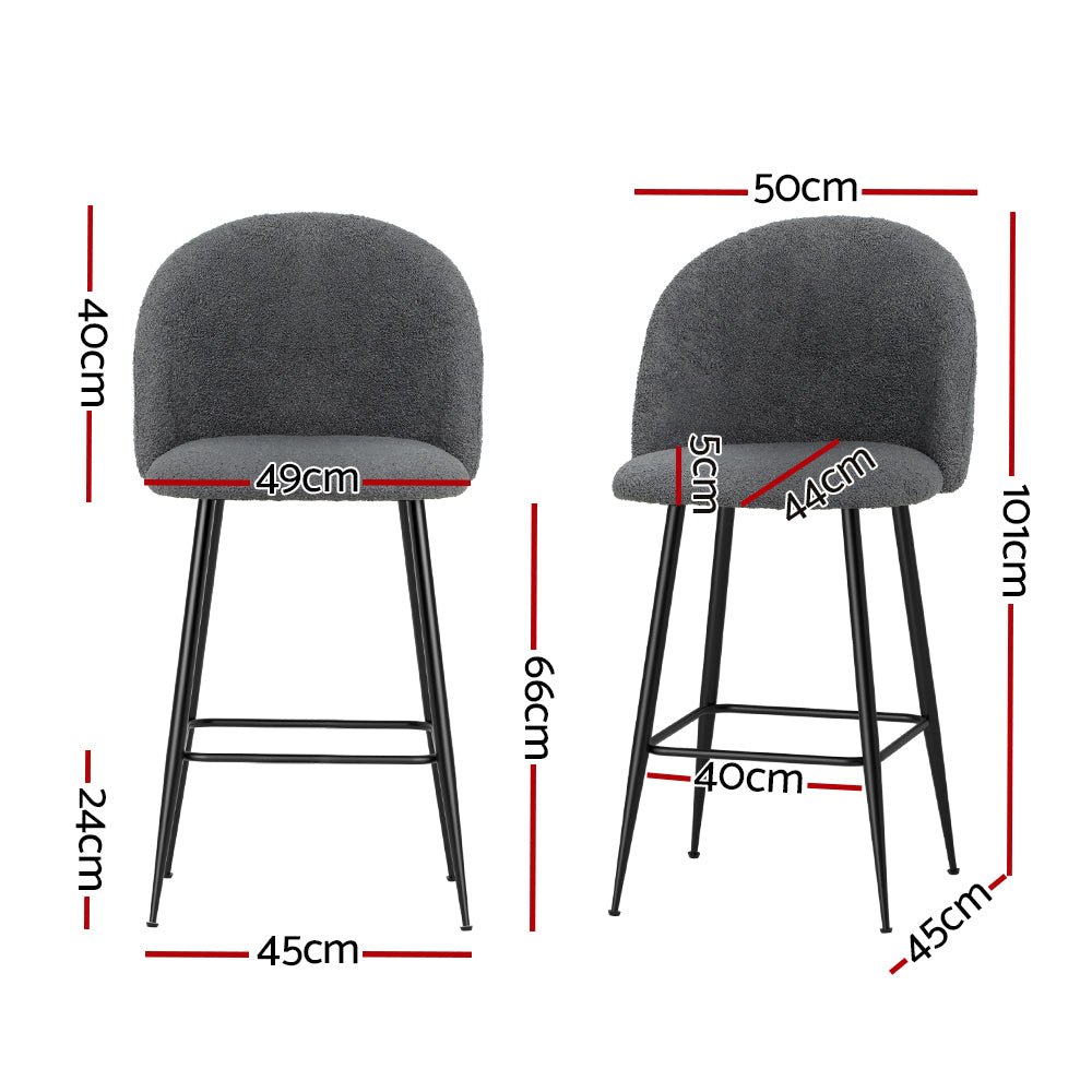 Set of 2 Fenille Bar Stools - Charcoal - Furniture > Bar Stools & Chairs - Rivercity House & Home Co. (ABN 18 642 972 209) - Affordable Modern Furniture Australia