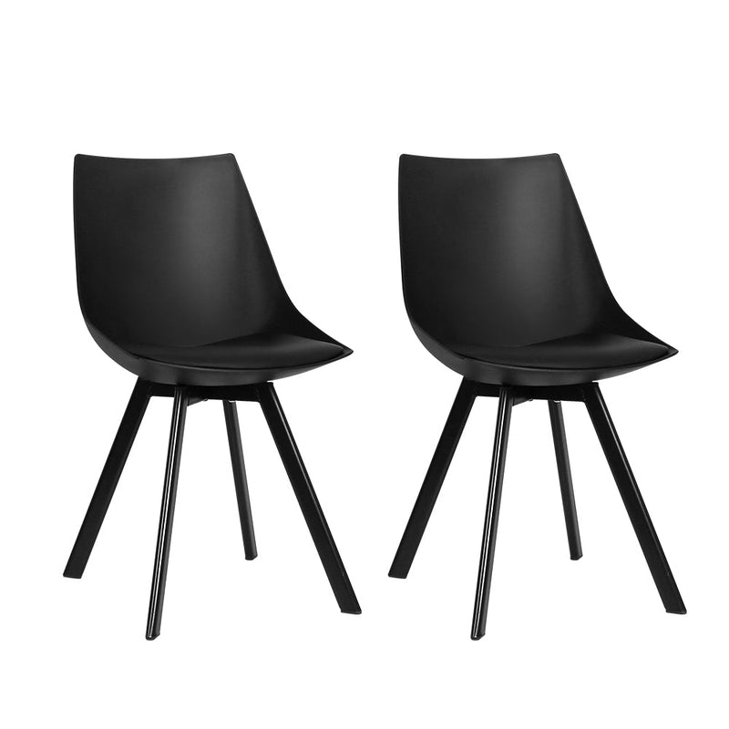 Set of 2 Lyla Dining Chairs with Padded Seat - Black - Furniture > Living Room - Rivercity House & Home Co. (ABN 18 642 972 209) - Affordable Modern Furniture Australia