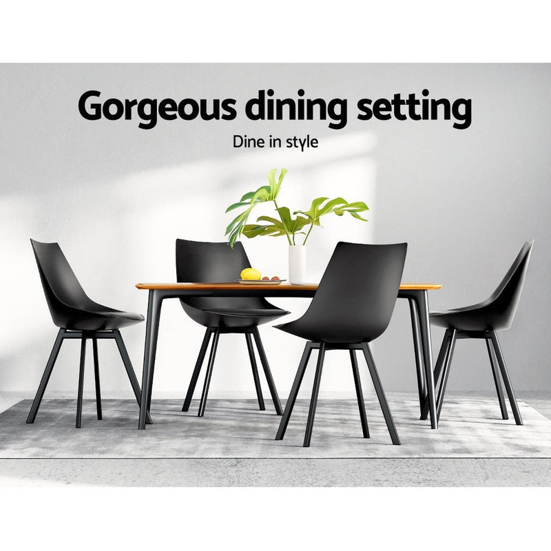 Set of 2 Lyla Dining Chairs with Padded Seat - Black - Furniture > Living Room - Rivercity House & Home Co. (ABN 18 642 972 209) - Affordable Modern Furniture Australia