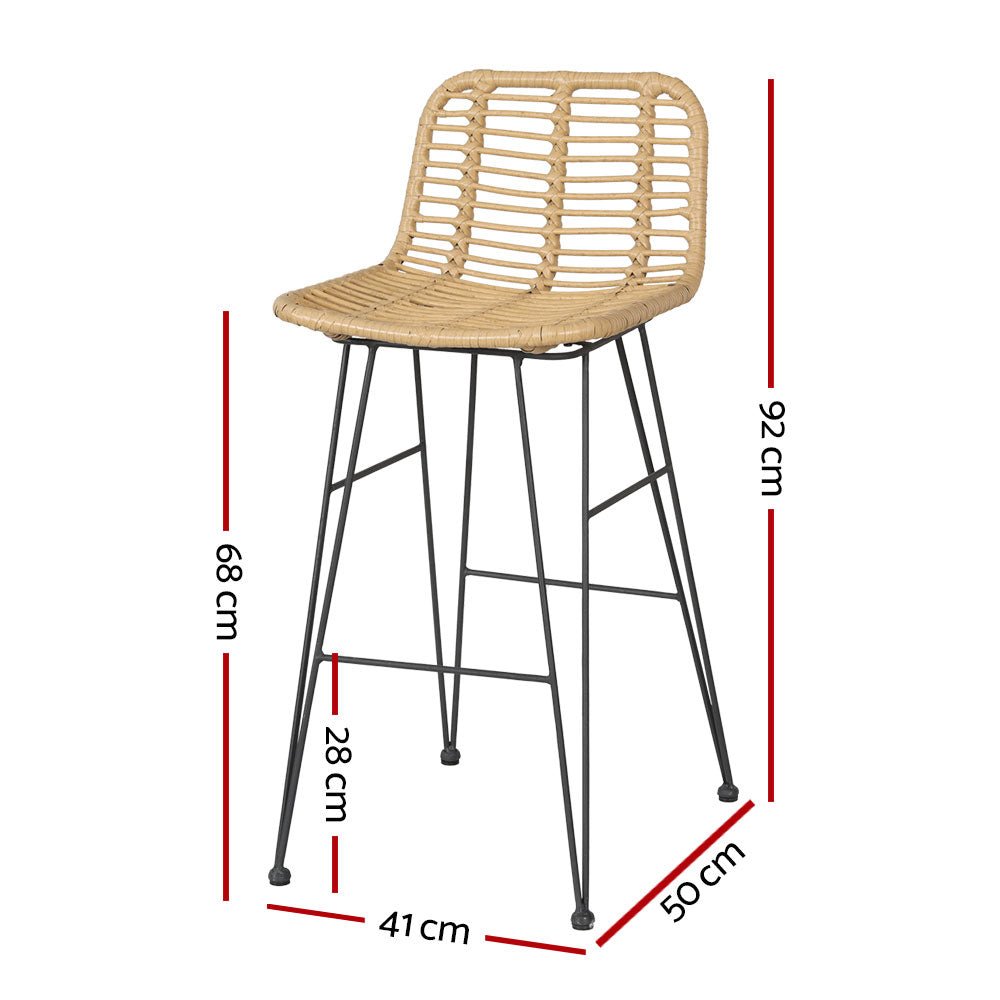 Set of 2 Outdoor Wicker Bar Stools - Furniture > Outdoor - Rivercity House & Home Co. (ABN 18 642 972 209) - Affordable Modern Furniture Australia