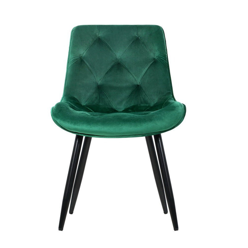 Set of 2 Velvet Starlyn Dining Chairs - Green - Furniture > Living Room - Rivercity House & Home Co. (ABN 18 642 972 209) - Affordable Modern Furniture Australia