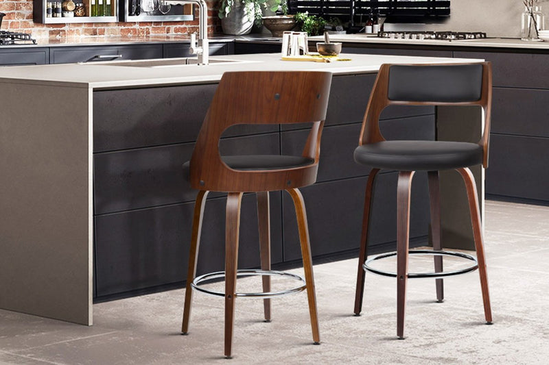 Set of 2 Wooden Bar Stools - Black - Rivercity House & Home Co. (ABN 18 642 972 209) - Affordable Modern Furniture Australia