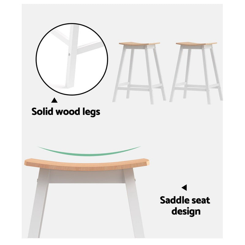 Set of 2 Wooden Bar Stools Pine & White - Furniture > Bar Stools & Chairs - Rivercity House & Home Co. (ABN 18 642 972 209) - Affordable Modern Furniture Australia