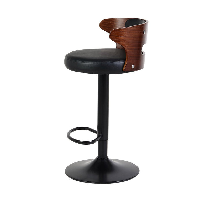 Set of 2 Wooden Bar Stools With Gas Lift (Black PU Leather) - Rivercity House & Home Co. (ABN 18 642 972 209) - Affordable Modern Furniture Australia