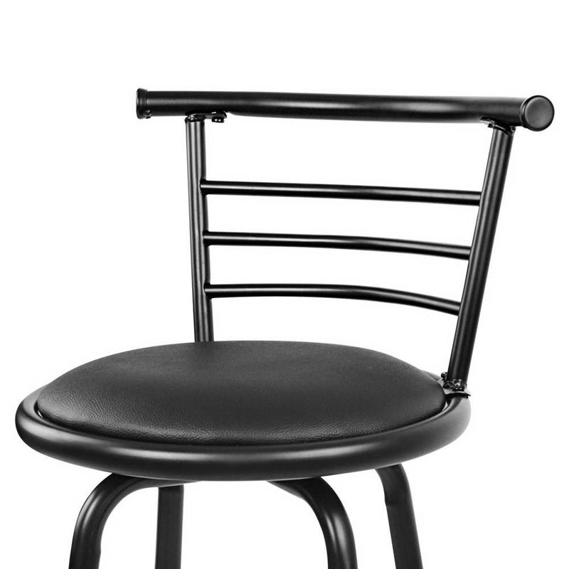 Set of 4 PU Leather Bar Stools - Black and Steel - Rivercity House & Home Co. (ABN 18 642 972 209) - Affordable Modern Furniture Australia