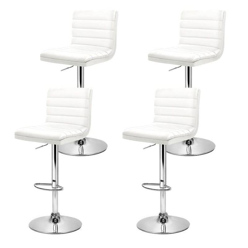 Set of 4 PU Leather Lined Pattern Bar Stools- White and Chrome - Rivercity House & Home Co. (ABN 18 642 972 209) - Affordable Modern Furniture Australia