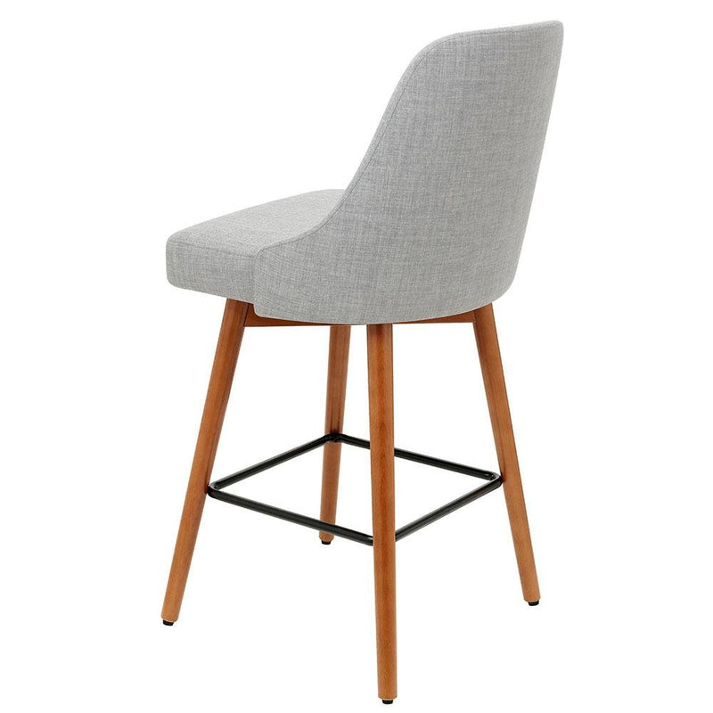 Set of 4 Wooden Fabric Bar Stools Square Footrest - Light Grey - Rivercity House & Home Co. (ABN 18 642 972 209) - Affordable Modern Furniture Australia