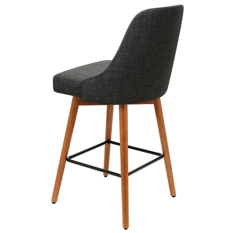 Set of 4 Wooden Swivel Bar Stools Square Footrest - Charcoal - Rivercity House & Home Co. (ABN 18 642 972 209) - Affordable Modern Furniture Australia