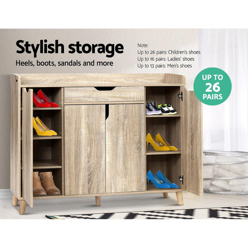 Shoe Cabinet Shoes Storage Rack 120cm Organiser Drawer Cupboard Wood - Rivercity House & Home Co. (ABN 18 642 972 209) - Affordable Modern Furniture Australia