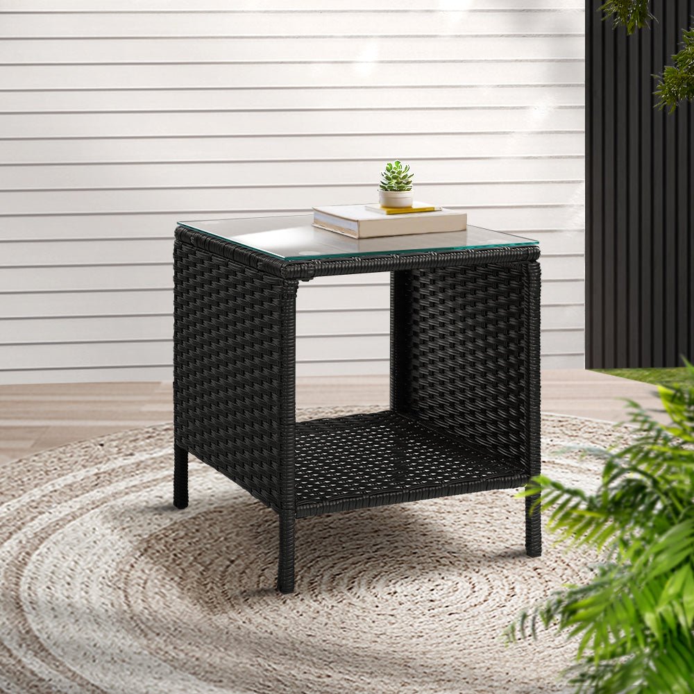 Outdoor Wicker Side Table Black - Furniture > Outdoor - Rivercity House & Home Co. (ABN 18 642 972 209) - Affordable Modern Furniture Australia
