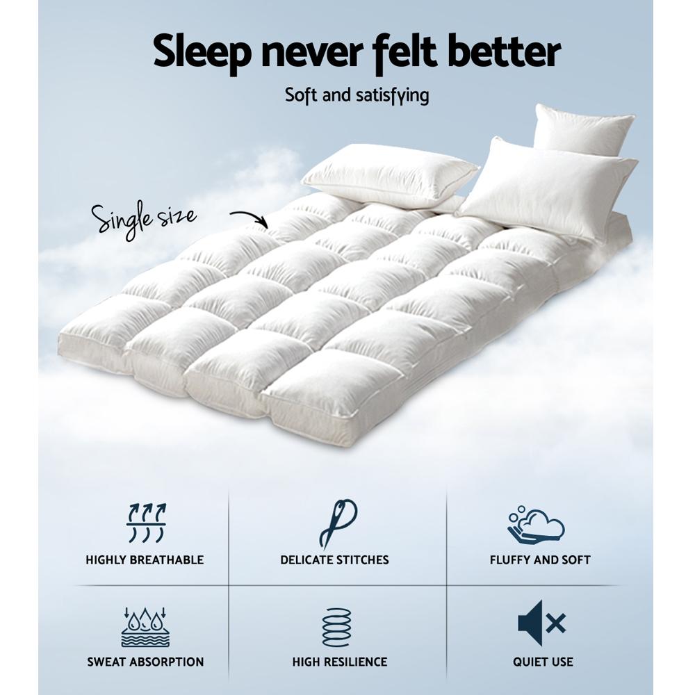 Single Mattress Topper Bamboo Fibre Pillowtop Protector - Rivercity House & Home Co. (ABN 18 642 972 209) - Affordable Modern Furniture Australia