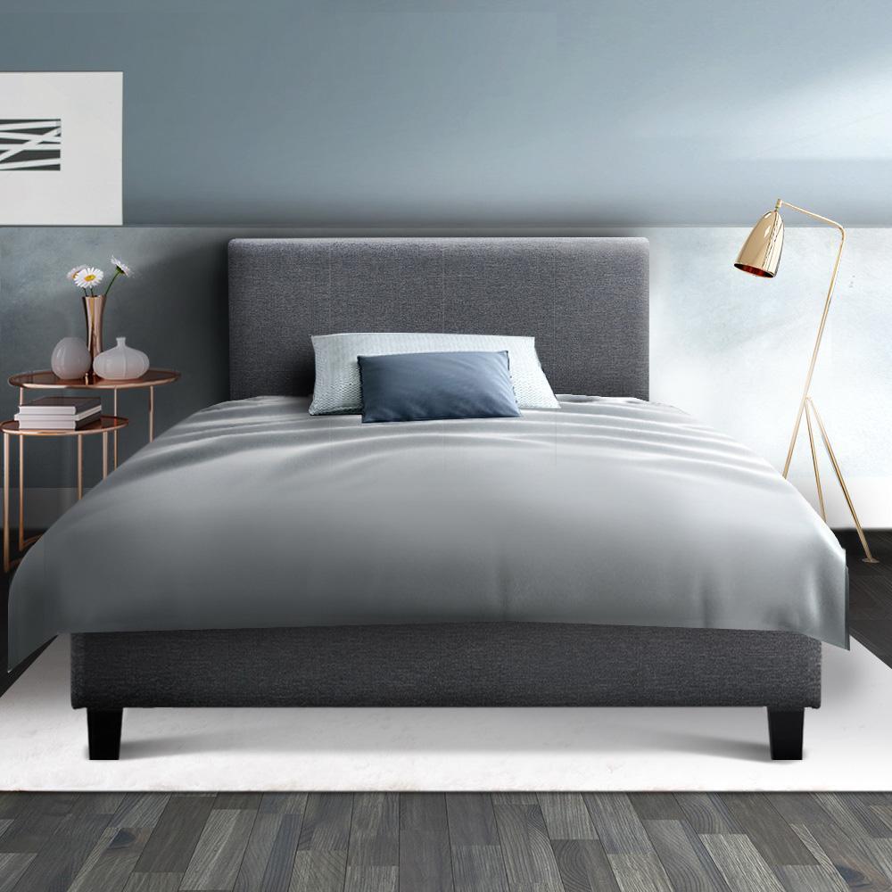 Single Package | Coogee Bed Grey & Normay Bonnell Spring Pillow Top Mattress (Medium Firm) - Furniture > Bedroom - Rivercity House & Home Co. (ABN 18 642 972 209) - Affordable Modern Furniture Australia