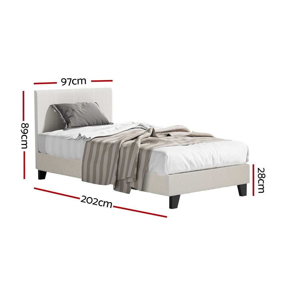 Single Package | Coogee Cuddly Beige Bouclé Bed Frame & Bonita Pillow Top Mattress (Medium Firm) - Rivercity House & Home Co. (ABN 18 642 972 209) - Affordable Modern Furniture Australia