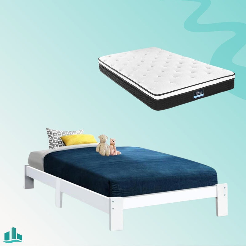 Single Package | Fairy Wooden Bed & Bonita Pillow Top Mattress (Medium Firm) - Furniture > Bedroom - Rivercity House & Home Co. (ABN 18 642 972 209) - Affordable Modern Furniture Australia