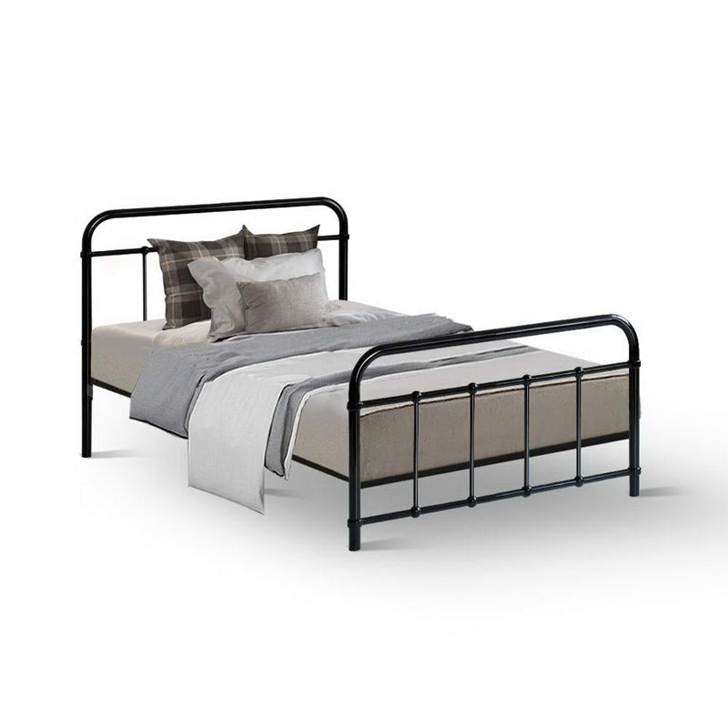 Single Package | Leo Metal Bed Frame Black & Bonita Pillow Top Mattress (Medium Firm) - Rivercity House & Home Co. (ABN 18 642 972 209) - Affordable Modern Furniture Australia