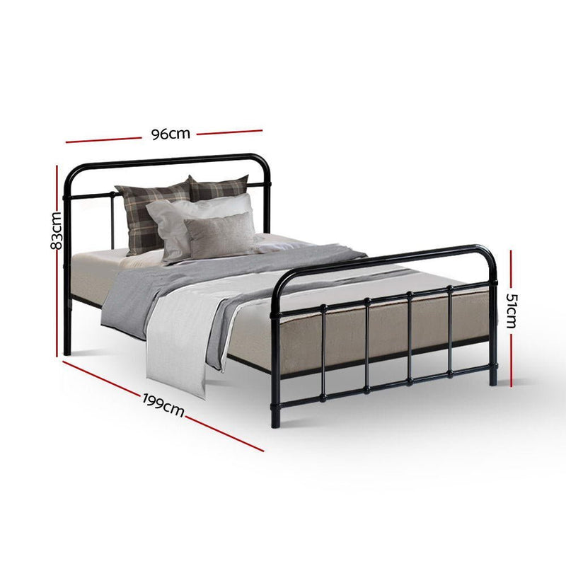 Single Package | Leo Metal Bed Frame Black & Bonita Pillow Top Mattress (Medium Firm) - Rivercity House & Home Co. (ABN 18 642 972 209) - Affordable Modern Furniture Australia
