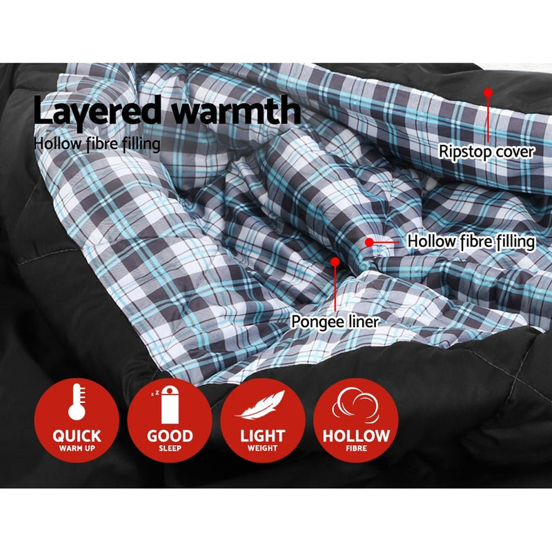 Sleeping Bag Camping Hiking Tent Outdoor Comfort 5 Degree Grey - Outdoor > Camping - Rivercity House & Home Co. (ABN 18 642 972 209) - Affordable Modern Furniture Australia