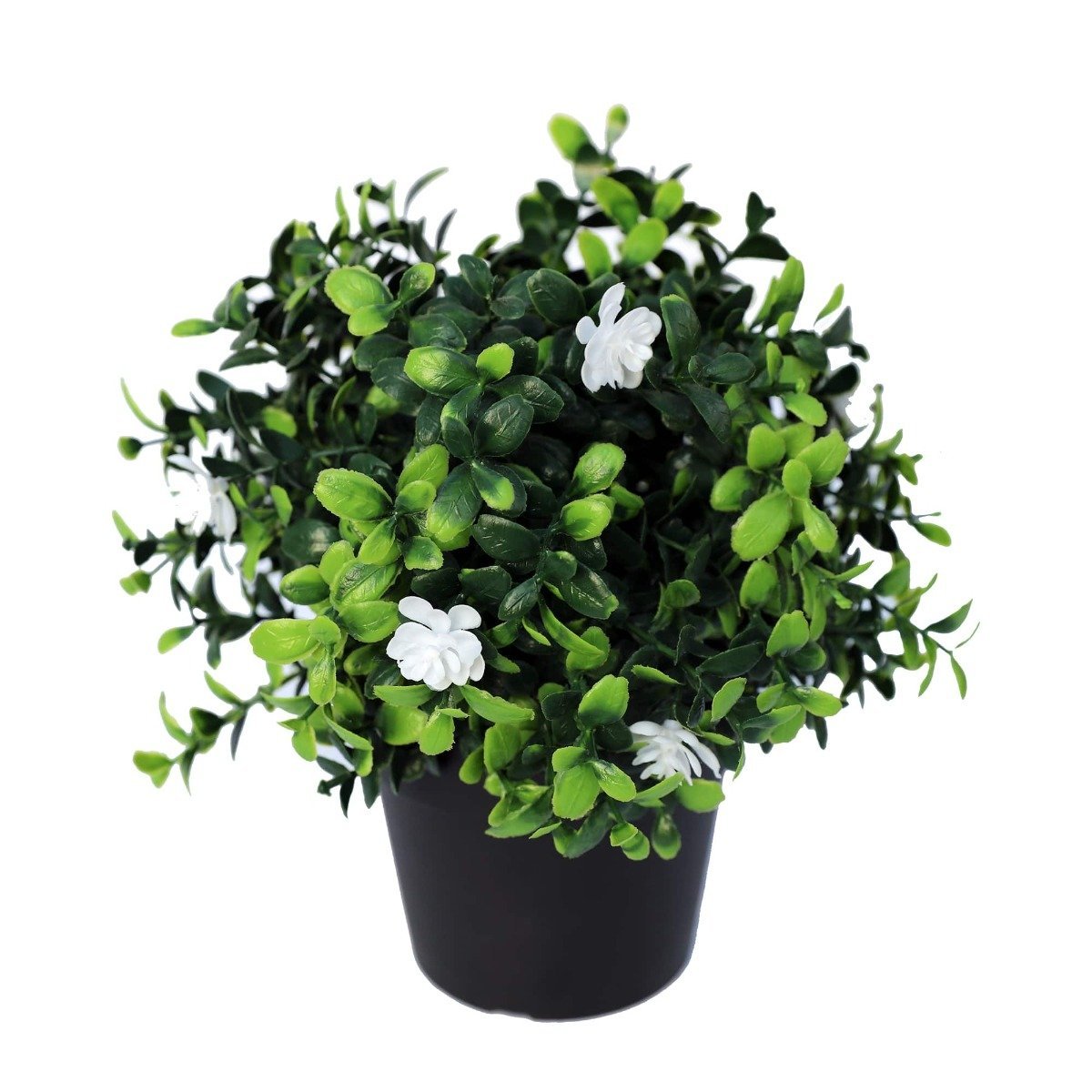 Small Potted Artificial Flowering Boxwood Plant UV Resistant 20cm - Rivercity House & Home Co. (ABN 18 642 972 209) - Affordable Modern Furniture Australia