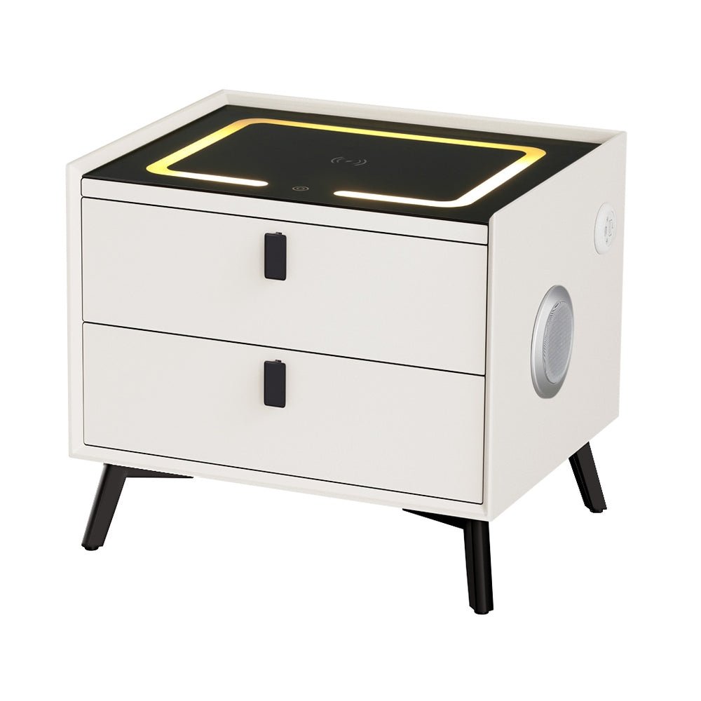 Smart Bedside Table 2 Drawers with Wireless Charging Ports LED Lights - Furniture > Bedroom - Rivercity House & Home Co. (ABN 18 642 972 209) - Affordable Modern Furniture Australia