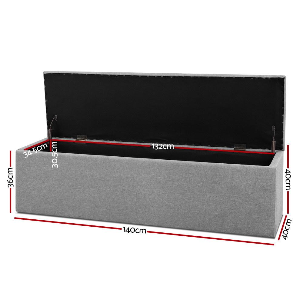 Extra Large Jasper Storage Ottoman Blanket Box Grey - Rivercity House & Home Co. (ABN 18 642 972 209) - Affordable Modern Furniture Australia