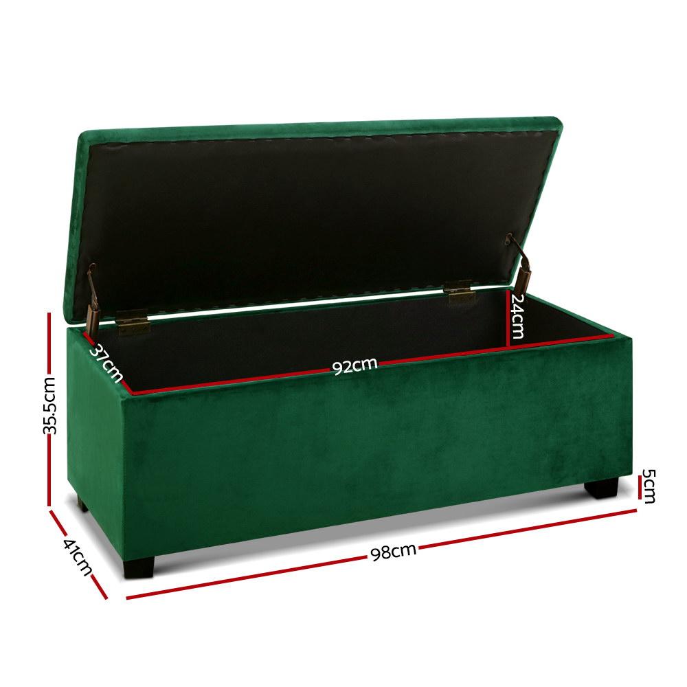 Verity Storage Ottoman Blanket Box Velvet Green - Rivercity House & Home Co. (ABN 18 642 972 209) - Affordable Modern Furniture Australia