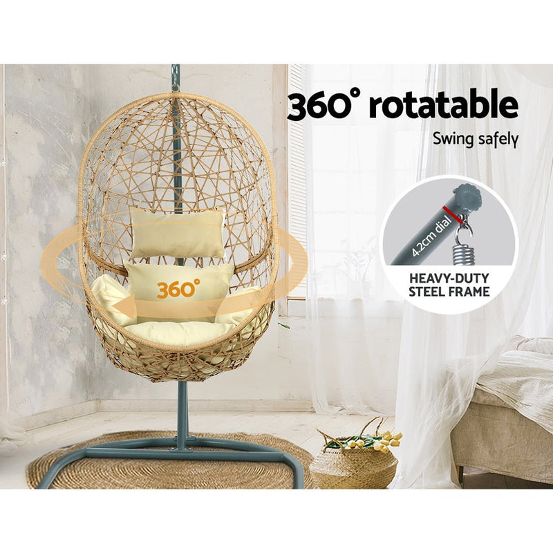 Swing Chair Egg Hammock With Stand Outdoor Furniture Wicker Seat Yellow - Furniture > Outdoor - Rivercity House & Home Co. (ABN 18 642 972 209) - Affordable Modern Furniture Australia