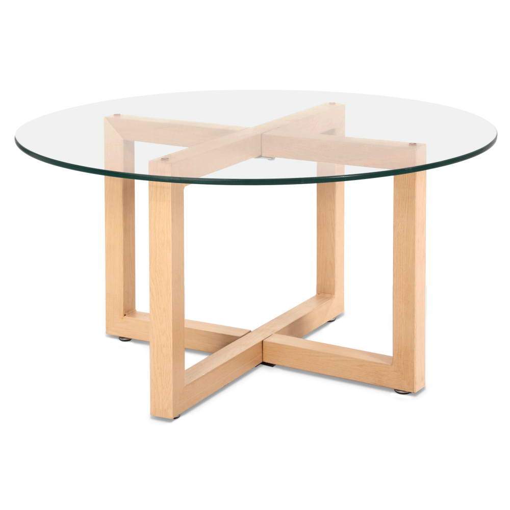 Tempered Glass Round Coffee Table - Beige - Rivercity House & Home Co. (ABN 18 642 972 209) - Affordable Modern Furniture Australia