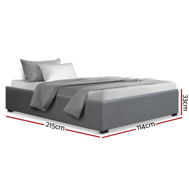 Toki Gas Lift Fabric King Single Bed Frame Base with Storage Grey - Rivercity House & Home Co. (ABN 18 642 972 209) - Affordable Modern Furniture Australia