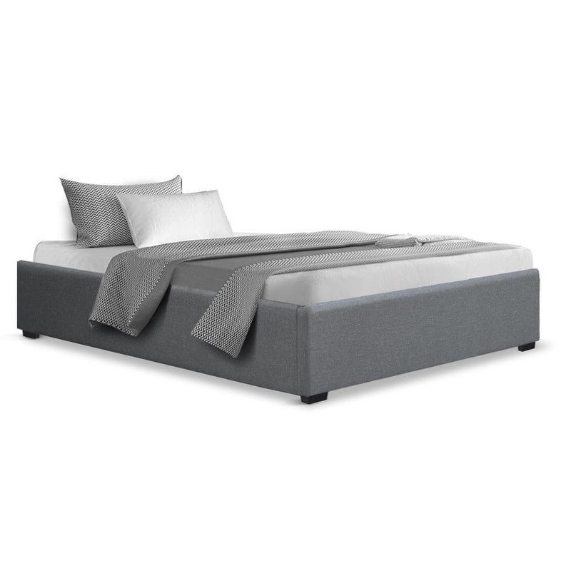 Toki Gas Lift Fabric King Single Bed Frame Base with Storage Grey - Rivercity House & Home Co. (ABN 18 642 972 209) - Affordable Modern Furniture Australia