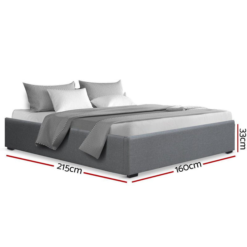 Toki Gas Lift Queen Bed Frame Base with Storage Grey - Rivercity House & Home Co. (ABN 18 642 972 209) - Affordable Modern Furniture Australia
