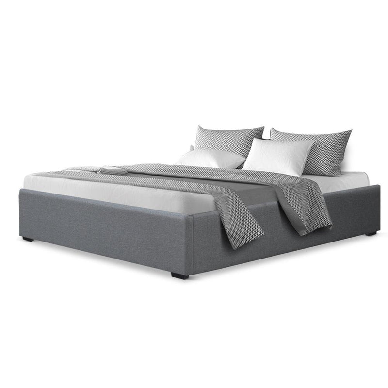 Toki Gas Lift Queen Bed Frame Base with Storage Grey - Rivercity House & Home Co. (ABN 18 642 972 209) - Affordable Modern Furniture Australia