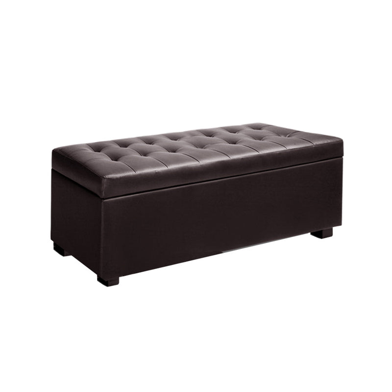 Tommie PU Leather Storage Ottoman Brown - Furniture > Living Room - Rivercity House & Home Co. (ABN 18 642 972 209) - Affordable Modern Furniture Australia