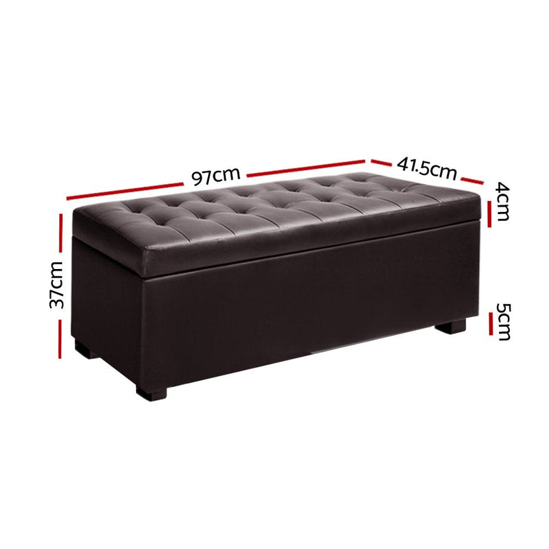 Tommie PU Leather Storage Ottoman Brown - Furniture > Living Room - Rivercity House & Home Co. (ABN 18 642 972 209) - Affordable Modern Furniture Australia