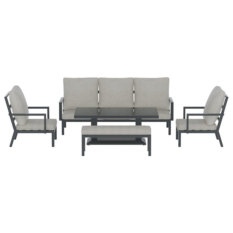 Torquay Outdoor Aluminium 7 Seater Lounge Set - Grey - Furniture > Outdoor - Rivercity House & Home Co. (ABN 18 642 972 209) - Affordable Modern Furniture Australia