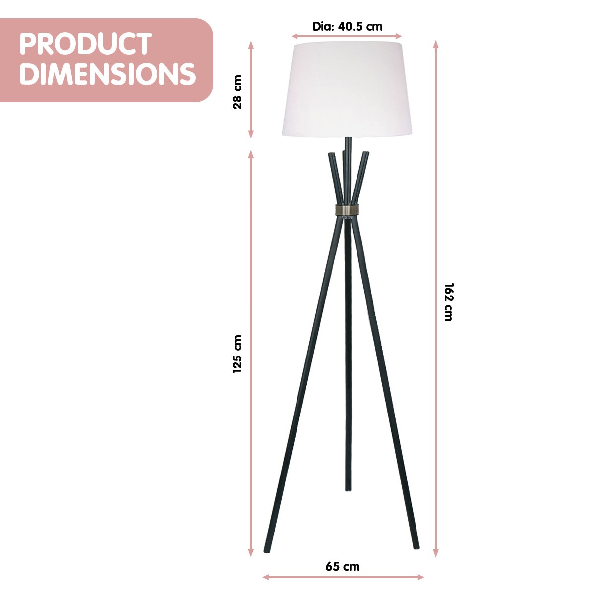 Tripod Floor Lamp in Metal and Antique Brass - Home & Garden > Lighting - Rivercity House & Home Co. (ABN 18 642 972 209) - Affordable Modern Furniture Australia