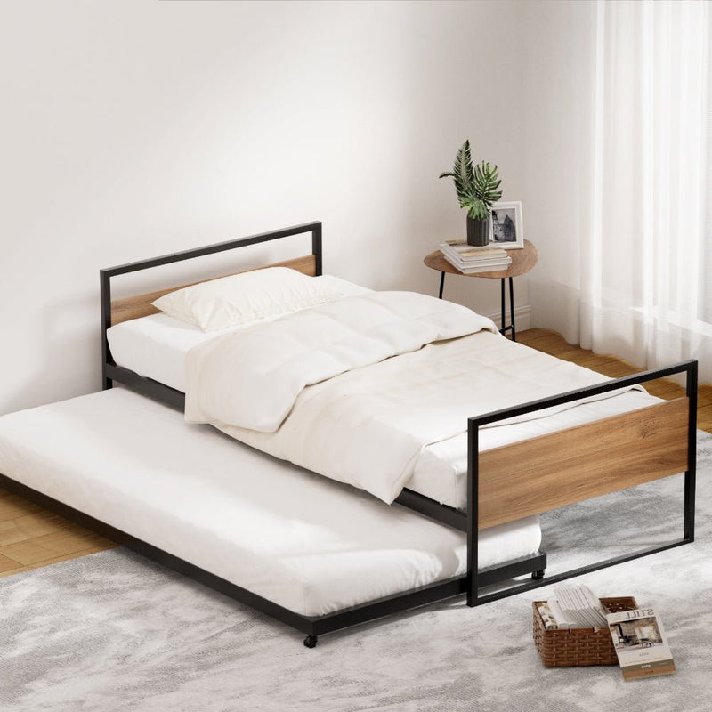 Trundle Single Bed Frame - Furniture > Bedroom - Rivercity House & Home Co. (ABN 18 642 972 209) - Affordable Modern Furniture Australia