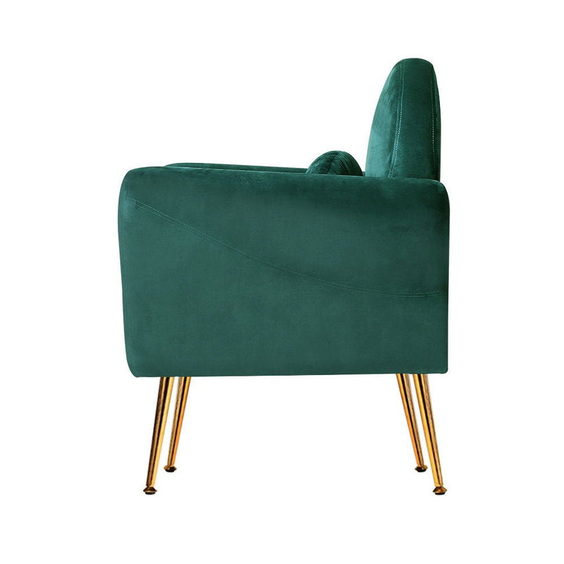 Velvet Cushion Armchair Lounge Chair Accent Green - Rivercity House & Home Co. (ABN 18 642 972 209) - Affordable Modern Furniture Australia
