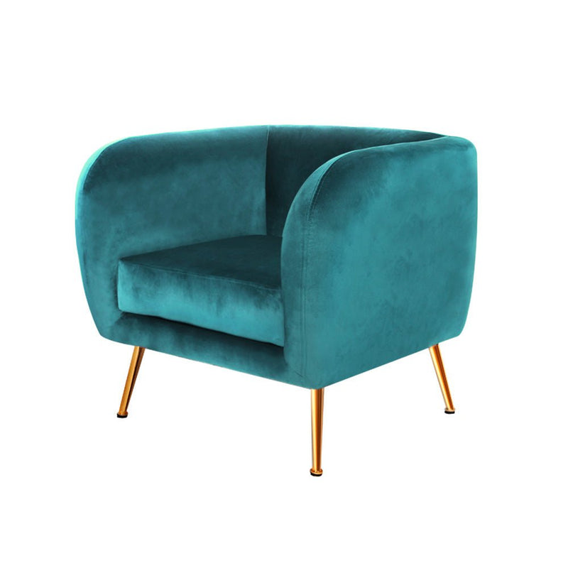 Velvet Lounge Armchair Green - Rivercity House & Home Co. (ABN 18 642 972 209) - Affordable Modern Furniture Australia